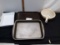 3 Plastic Trays, baking pan, ceramic baking pan, strainer