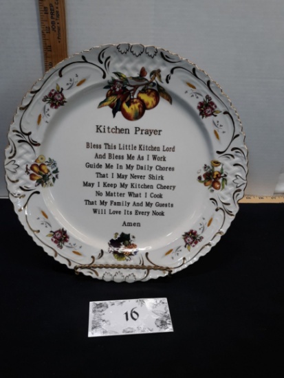 Kitchen Prayer Plate w/stand