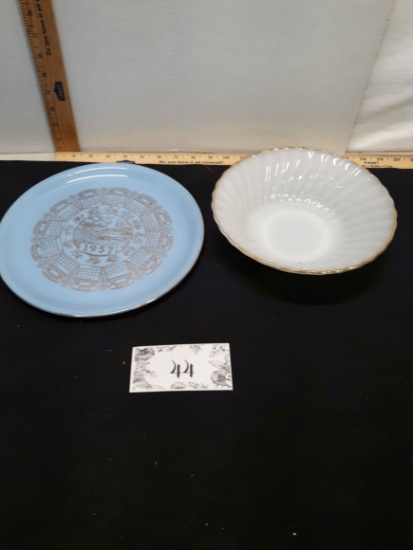 Homer Laughlin Sky Time Plate, Vintage Fire King Bowl