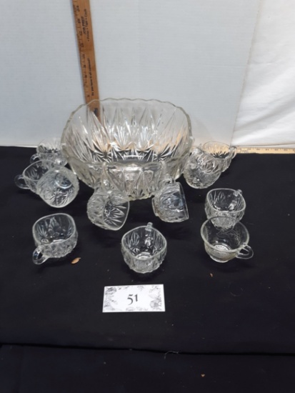 Punch Bowl w/11 misc cups