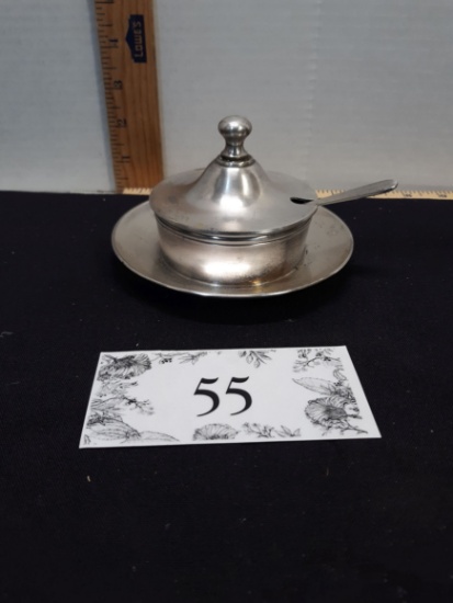 Metal Condiment server with glass insert and knife
