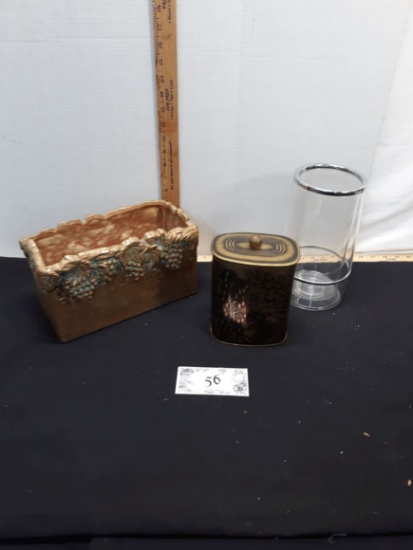 Plastic Vase, Vintage Tin, Ceramic planter