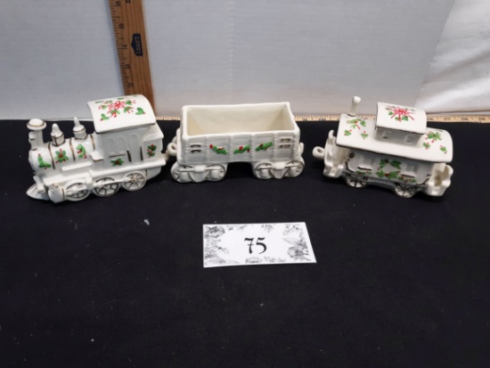 3pc Ceramic Holiday Train Set, Like new