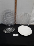 2 plastic serving trays, Glass Serving Tray, glass divided serving dish
