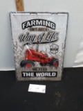 Tin sign w/tractor, NEW