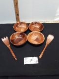 Wooden Salad Bowls, Wooden spoon and fork