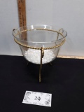 Glass and Metal Decorative Bowl on Stand