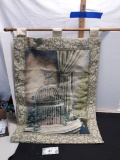 Decorative Tapestry with Bird Cage Design