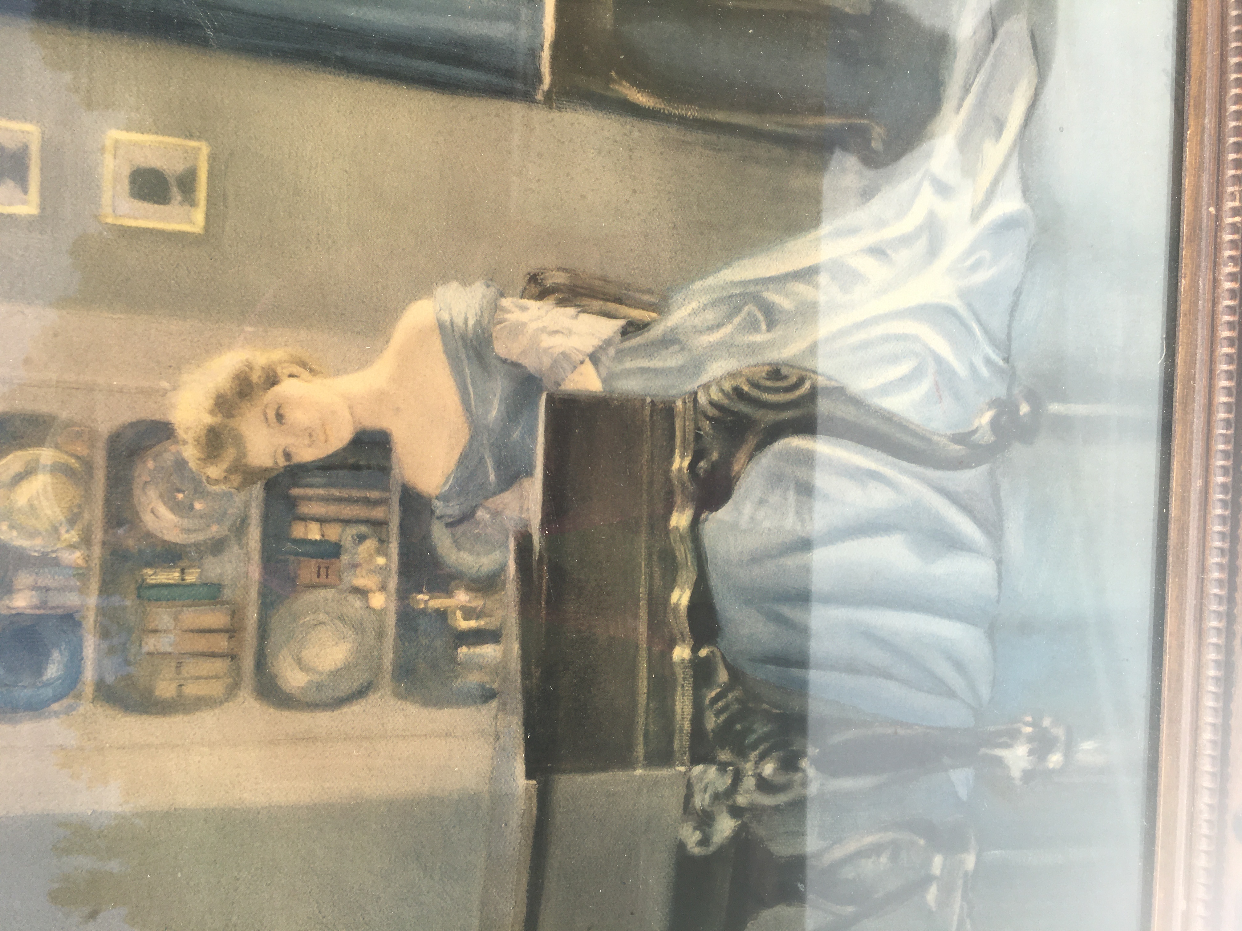 Approx 27" Tall Lady in Blue Dress Playing the | Proxibid