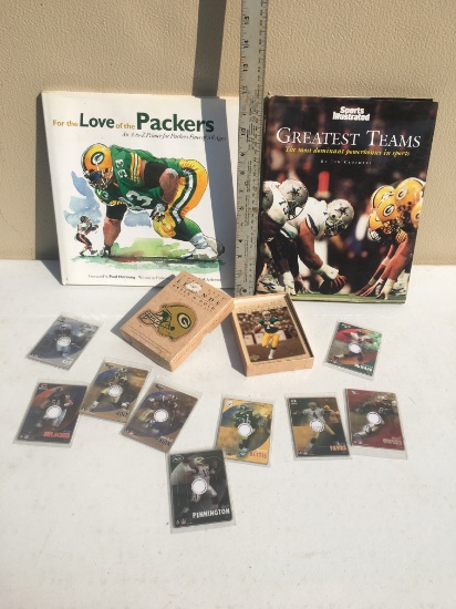 Box Lot/Sports Illustrated Hardback, Packers Hardback, Upper Deck Legends Full Set of Large Cards, E