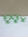 (6) Green Glass Dessert Dishes