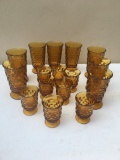 (8) Large and (8) Medium Size Amber Glasses/16 Total