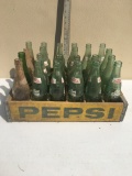 Wooden Yellow Pepsi Crate with Bottles