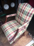 Nice Plaid Pattern High Back Occasional Chair