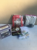 Box Lot/Chirstmas Tablecloth, Christmas Shower Curtain with Hooks, ETC