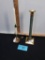 Candle Sticks, 1 Marble and Brass, 1 brass