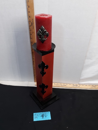 Wooden Decorative Tall Candle Stand w/candle