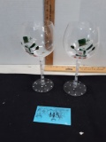 Set of Handpainted Snowmen Wine Glasses