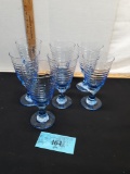 Set of 7 Indigo Stemmed Ice Tea Glasses, blue, 7”