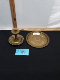 Napco ware Candle holder, 8.5” brass tray