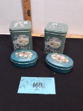 2 oval floral tins, 2 buttermint tins