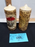 Set of 2 Christmas Hand Painted Candles