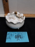 50th Anniversary Trinket Box w/ lid, small chip on rose