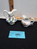 31/2” ceramic floral pitcher, 51/2” china floral pitcher