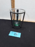 Blown Glass Vase in Metal Frame