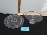 2 Vintage glass cake plates