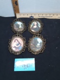 Set of 4 small metal decorative picture frames