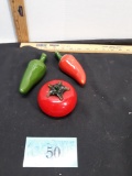 Ceramic Peppers Salt & Pepper, Glass tomato