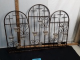 Metal Arch Wall Decor w/candles, missing one votive