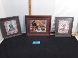 Set of 3 Birdhouse framed Art