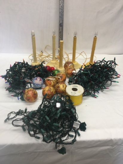 Box Lot/Christmas String Lights, Candles, ETC