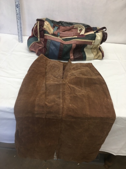 Real Leather Over Night Bag & Ladies Skirt (Size 10)