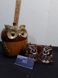 Wooden Owl Napkin Holder, Ceramic Owl