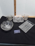 Glass Lot, sugar and creamer, serving dishes