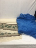 (2) Blankets/Blue & Leaf Pattern