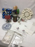 Box Lot/Christmas Décor, Bird House, Pfaltzgraff Deviled Egg Plate, ETC.