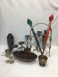 Box Lot/Metal Décor, Heavy Brass Horse, Bowl with Pinecones, ETC.