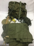 Old Combat Field Pack, Shelter Half, Para Cord, ETC.