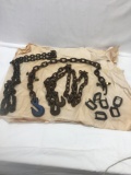 Box Lot of Heavy Duty Chains/(8 Foot)(6Foot), ETC.