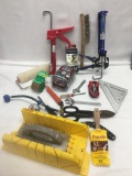 Box Lot of Tools/Caulk Guns, Snips, Painting Tools, ETC.