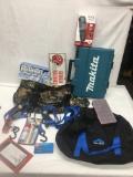 Box Lot/Red Line Camo Gym Bag, Bulldogs Metal License Plate, Clippers, ETC.