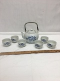 Asian Inspired Tea Pot with 6 Cups