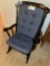 Rocking Chair, black with fruit design, two blue cushions