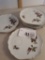 set of 8 ceramic snack plates, floral transfer, shell shaped