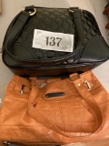 two purses, Liz Claiborne orange and unnamed black