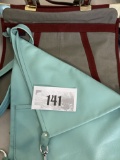 Space Savers gray bag and teal Leather slung bag